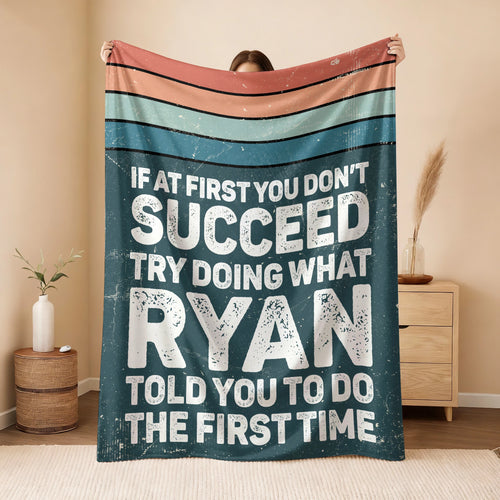 If At First You Don’t Succeed Retro Green Fleece Blanket RYAN 13K1 BK29