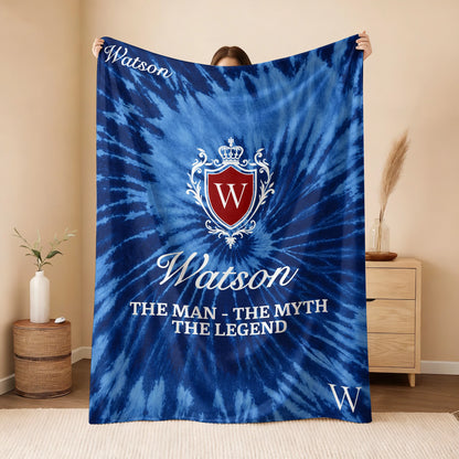 The Man The Myth The Legend Blue Waves Fleece Blanket WATSON 13K1 BK11