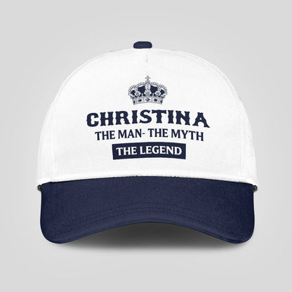 The Man The Myth The Legend King Crown Blue And White Cap CHRISTINA 13K1 C147PF