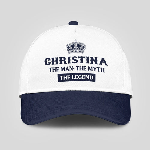 The Man The Myth The Legend King Crown Blue And White Cap CHRISTINA 13K1 C147PF