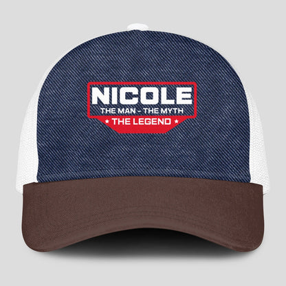 The Man The Myth The Legend Navy Brown And White Mesh Cap NICOLE 13K1 C200PF