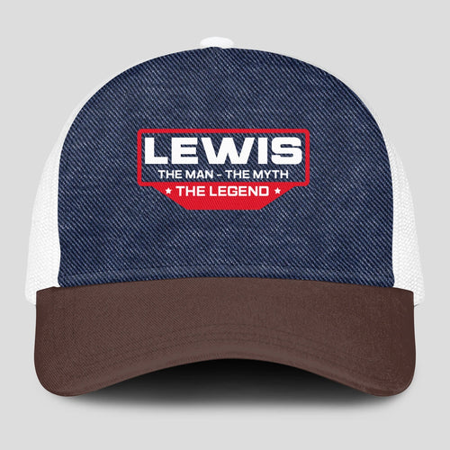 The Man The Myth The Legend Navy Brown And White Mesh Cap LEWIS 13K1 C200PF