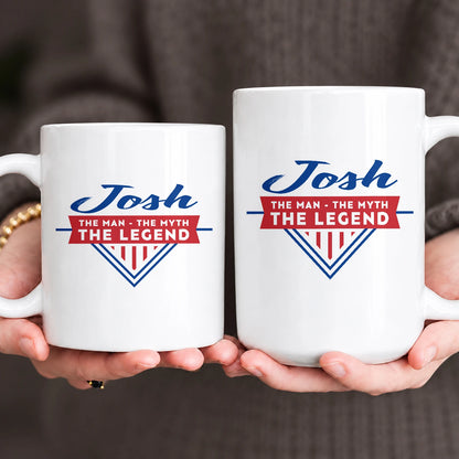 The Man The Myth The Legend Red And Blue Logo Mug JOSH 13K1 MG34