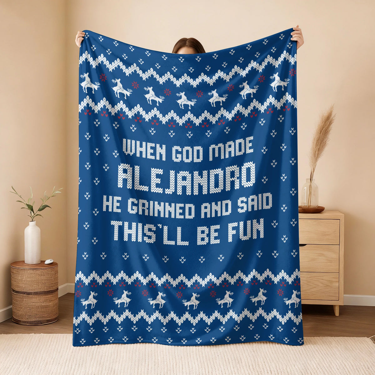 When God Made Your Name Navy Fleece Blanket ALEJANDRO 13K1 BK32