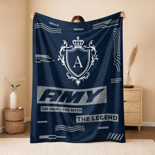 The Man The Myth The Legend Blue & Gray Fleece Blanket  AMY 13K1 BK08