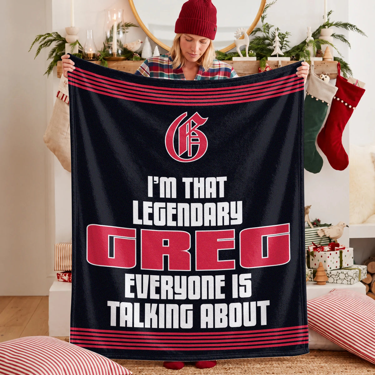 I'm That Legendary Name Dark Red Fleece Blanket GREG 13K1 BK48