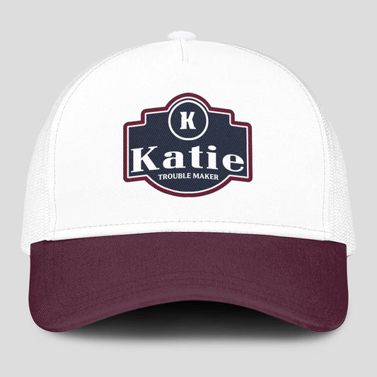 Trouble Maker Burgundy And White Funny Mesh Cap KATIE 13K1 C201PF