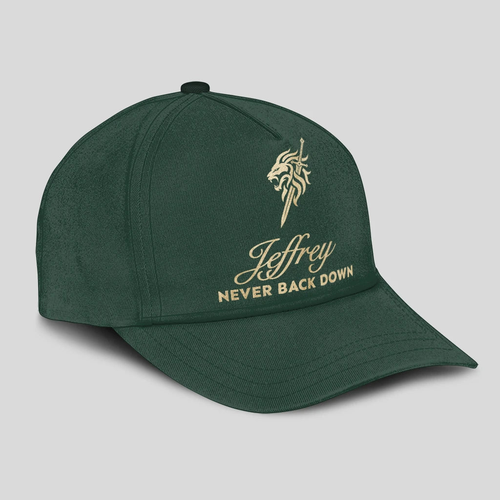 Never Back Down Lion And Sword Sage Green Cap JEFFREY 13K1 C178PF