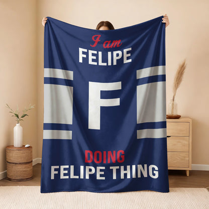 I'm Name Doing Name Things Navy Fleece Blanket FELIPE 13K1 BK51