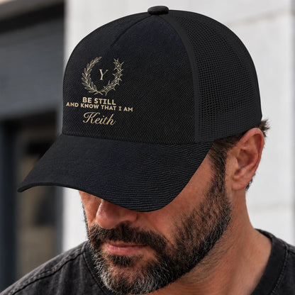 Be Still And Know That I Am Name Black Mesh Cap KEITH 13K1 C202PF