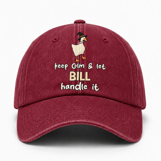 Keep Calm & Let Your Name Handle It Funny Witch Goose Washed Cap BILL 13K1 C128PF