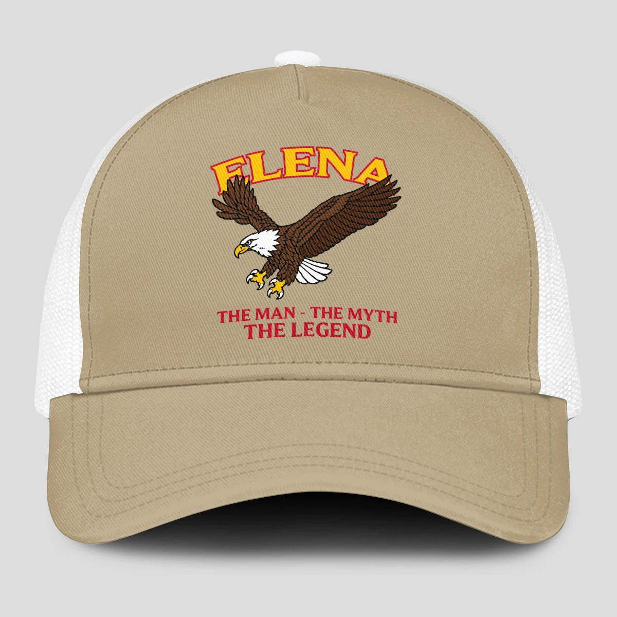 The Man The Myth The Legend Eagle Khaki Mesh Cap ELENA 13K1 C210PF
