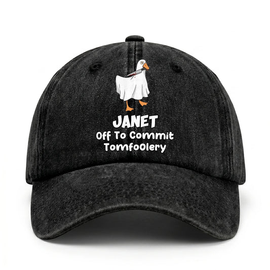 Off To Commit Tomfoolery Funny Goose Washed Cap JANET 13K1 C131PF