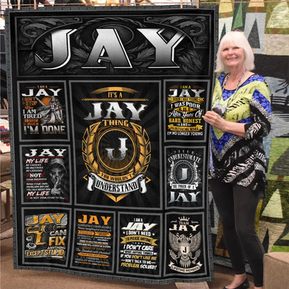JAY Personalized Blanket | Custom Name Cozy Throw Gift 13K1-BK2