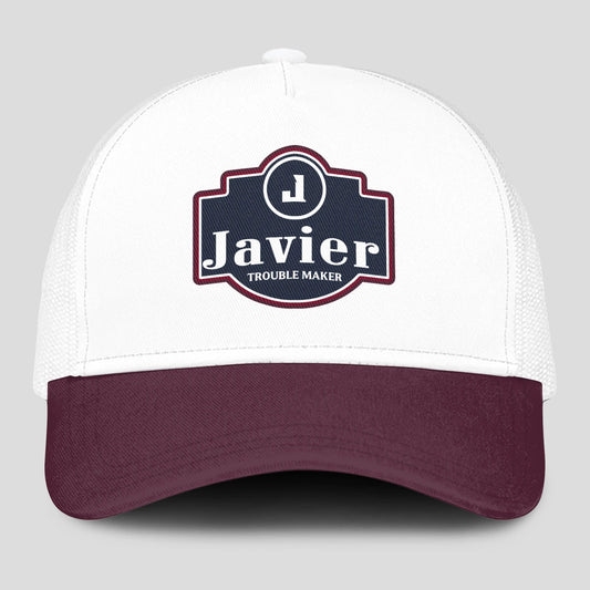 Trouble Maker Burgundy And White Funny Mesh Cap JAVIER 13K1 C201PF