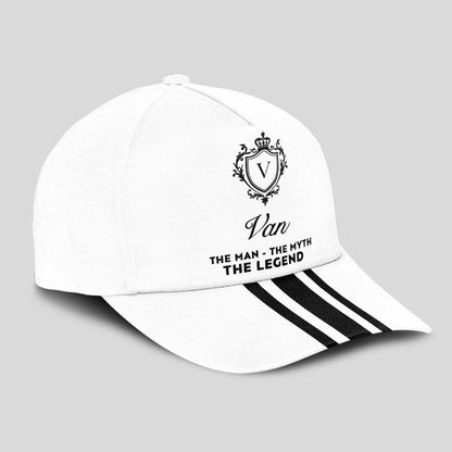 The Man The Myth The Legend Navy And White Striped Cap VAN 13K1 C144PF