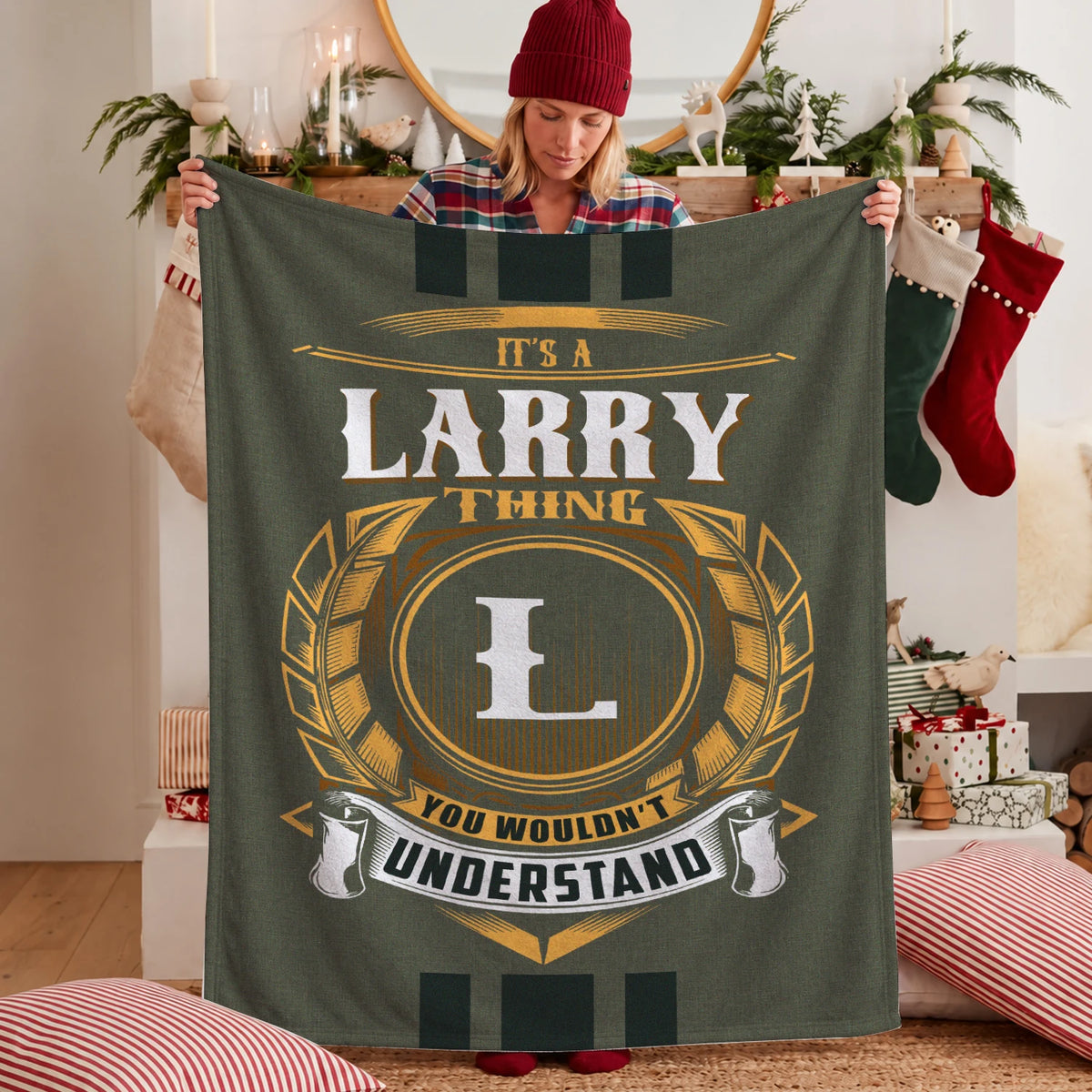 It's A Your Name Thing Olive Green Logo Fleece Blanket LARRY 13K1 BK31