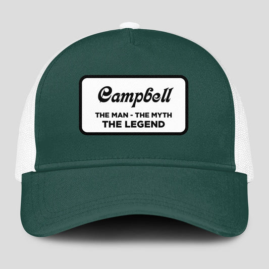 The Man The Myth The Legend Green And White Mesh Cap CAMPBELL 13K1 C198PF