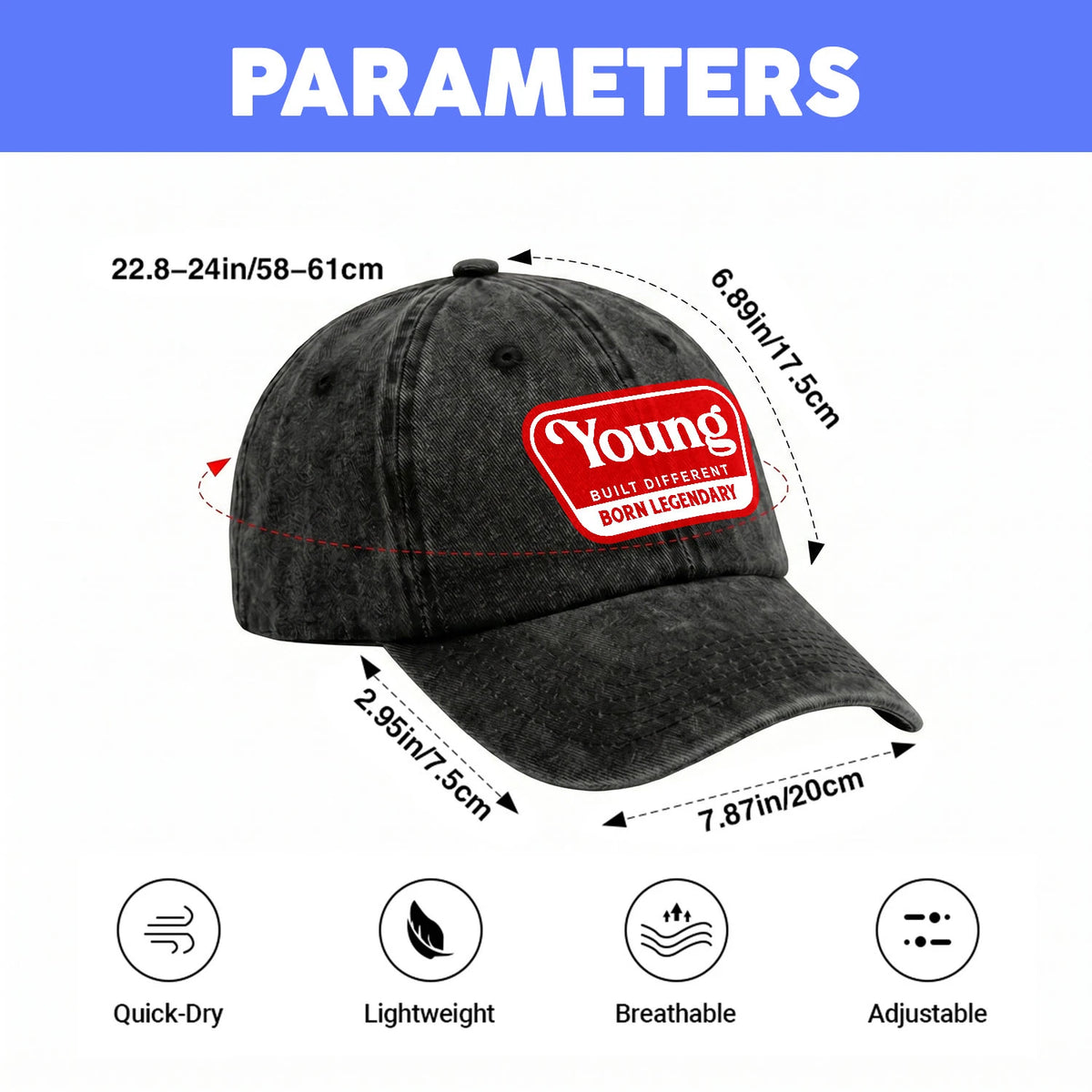 Built Different Born Legendary Red Logo Washed Cap YOUNG 13K1 C63PF