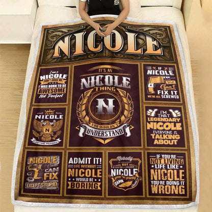 NICOLE Personalized Blanket | Custom Name Cozy Throw Gift 13K1-BK4