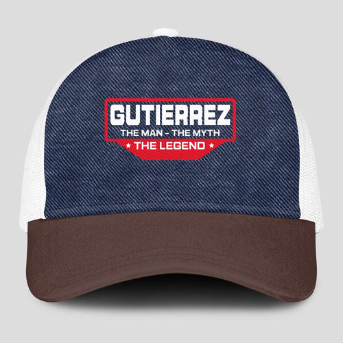The Man The Myth The Legend Navy Brown And White Mesh Cap GUTIERREZ 13K1 C200PF