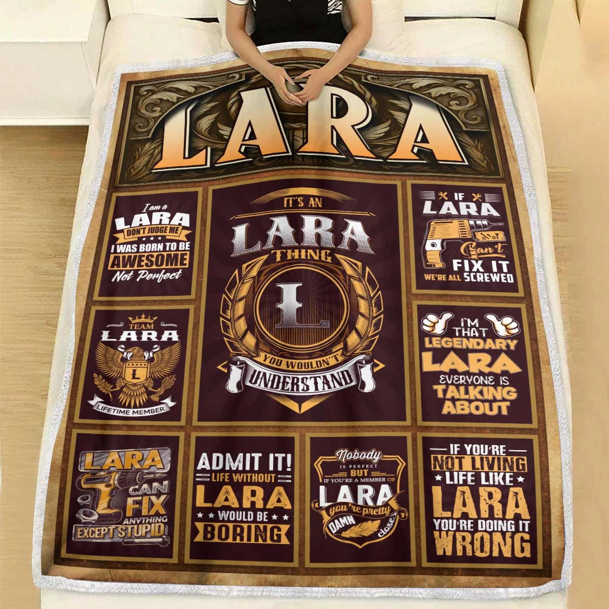 LARA Personalized Blanket | Custom Name Cozy Throw Gift 13K1-BK4