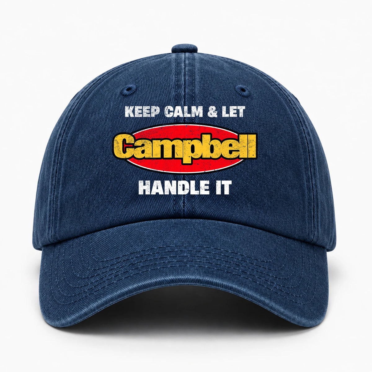Keep Calm & Let Your Name Handle It Yellow And Red Logo Washed Cap CAMPBELL 13K1 C172PF