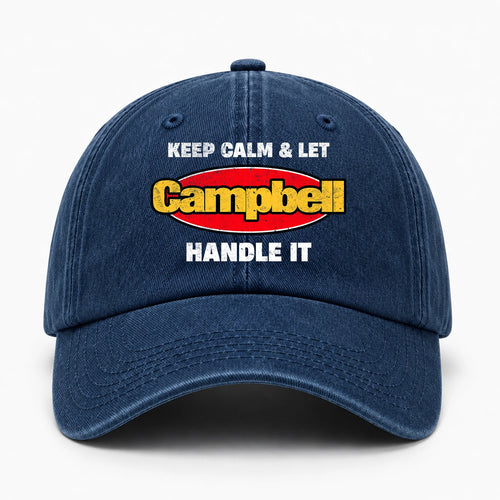 Keep Calm & Let Your Name Handle It Yellow And Red Logo Washed Cap CAMPBELL 13K1 C172PF