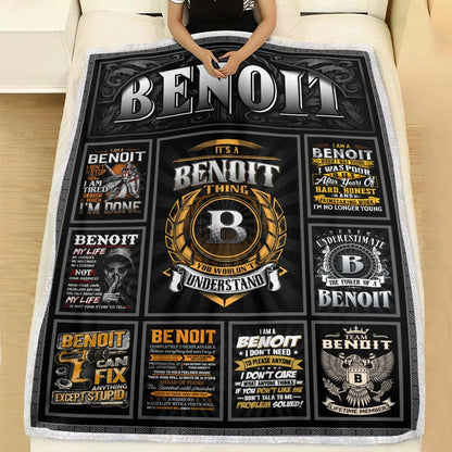 BENOIT Personalized Blanket | Custom Name Cozy Throw Gift 13K4-BK2