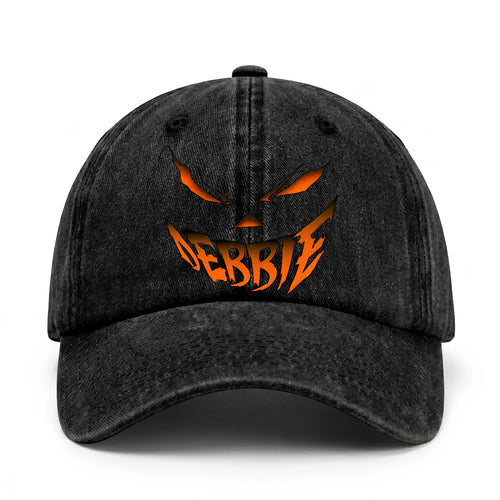 Your Name Jack O' Lantern Halloween Washed Cap DEBBIE 13K1 C100PF