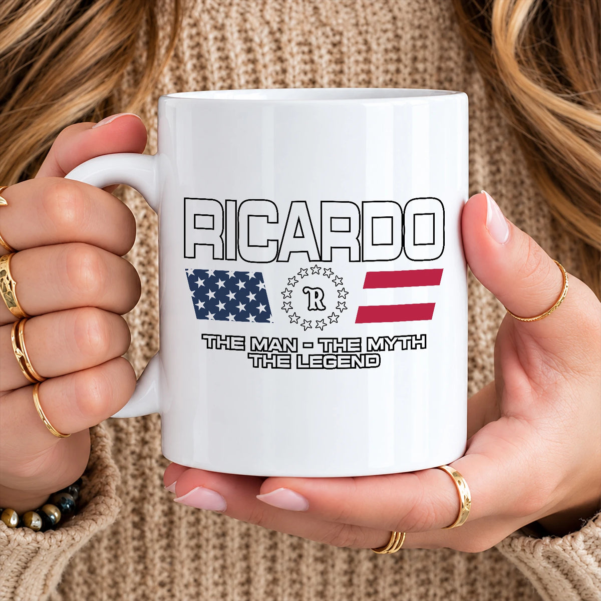 The Man The Myth The Legend Us Flag Mug RICARDO 13K1 MG23
