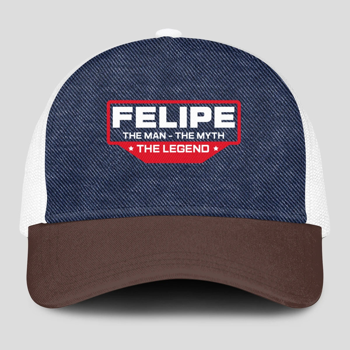 The Man The Myth The Legend Navy Brown And White Mesh Cap FELIPE 13K1 C200PF