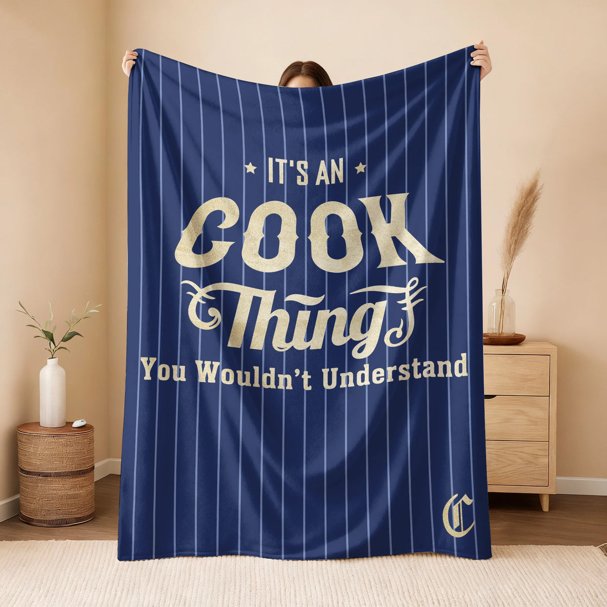 Your Name Thing Striped Blue Fleece Blanket COOK 13K1 BK23
