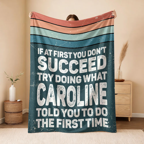 If At First You Don’t Succeed Retro Green Fleece Blanket CAROLINE 13K1 BK29
