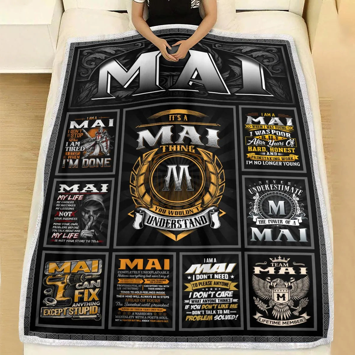 MAI Personalized Blanket | Custom Name Cozy Throw Gift 13K3-BK2