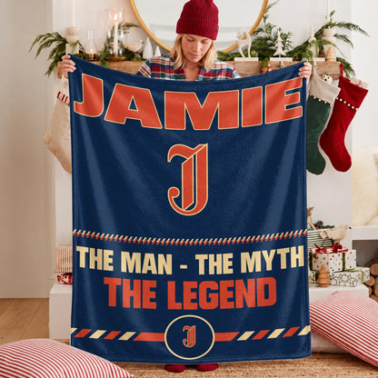 The Man The Myth The Legend Retro Fleece Blanket JAMIE 13K1 BK53