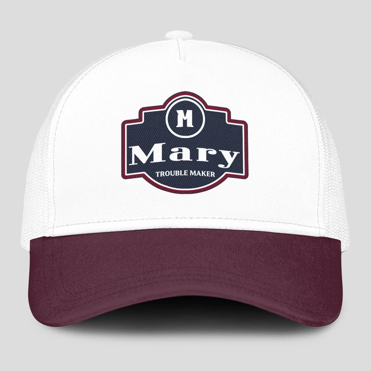 Trouble Maker Burgundy And White Funny Mesh Cap MARY 13K1 C201PF