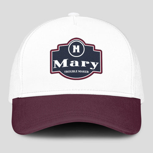 Trouble Maker Burgundy And White Funny Mesh Cap MARY 13K1 C201PF