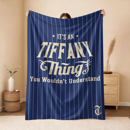 Your Name Thing Striped Blue Fleece Blanket TIFFANY 13K1 BK23
