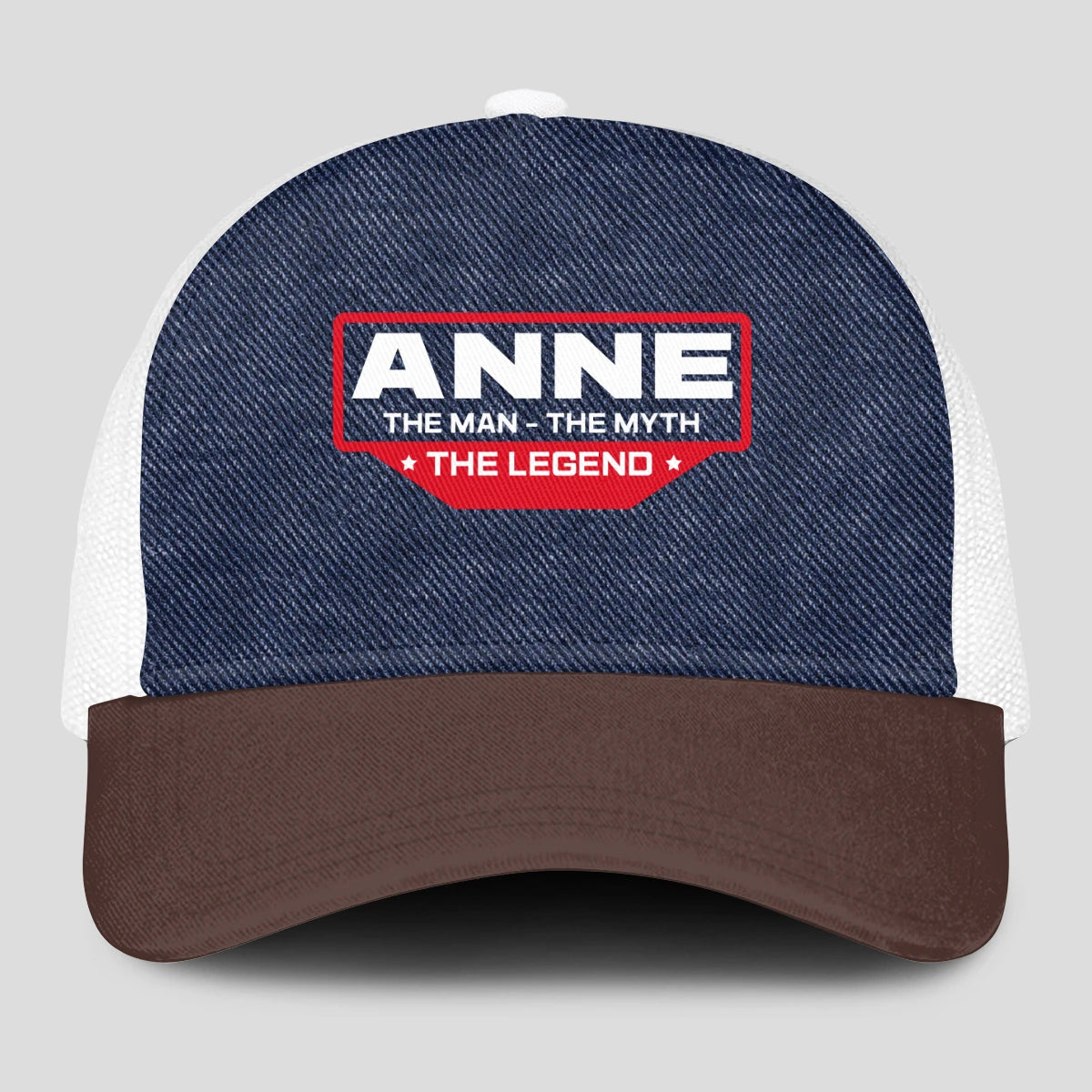 The Man The Myth The Legend Navy Brown And White Mesh Cap ANNE 13K1 C200PF