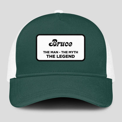 The Man The Myth The Legend Green And White Mesh Cap BRUCE 13K1 C198PF