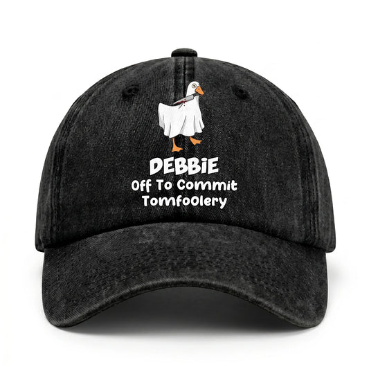 Off To Commit Tomfoolery Funny Goose Washed Cap DEBBIE 13K1 C131PF
