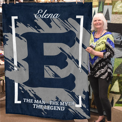 The Man The Myth The Legend Navy Baseball Fleece Blanket ELENA 13K1 BK17