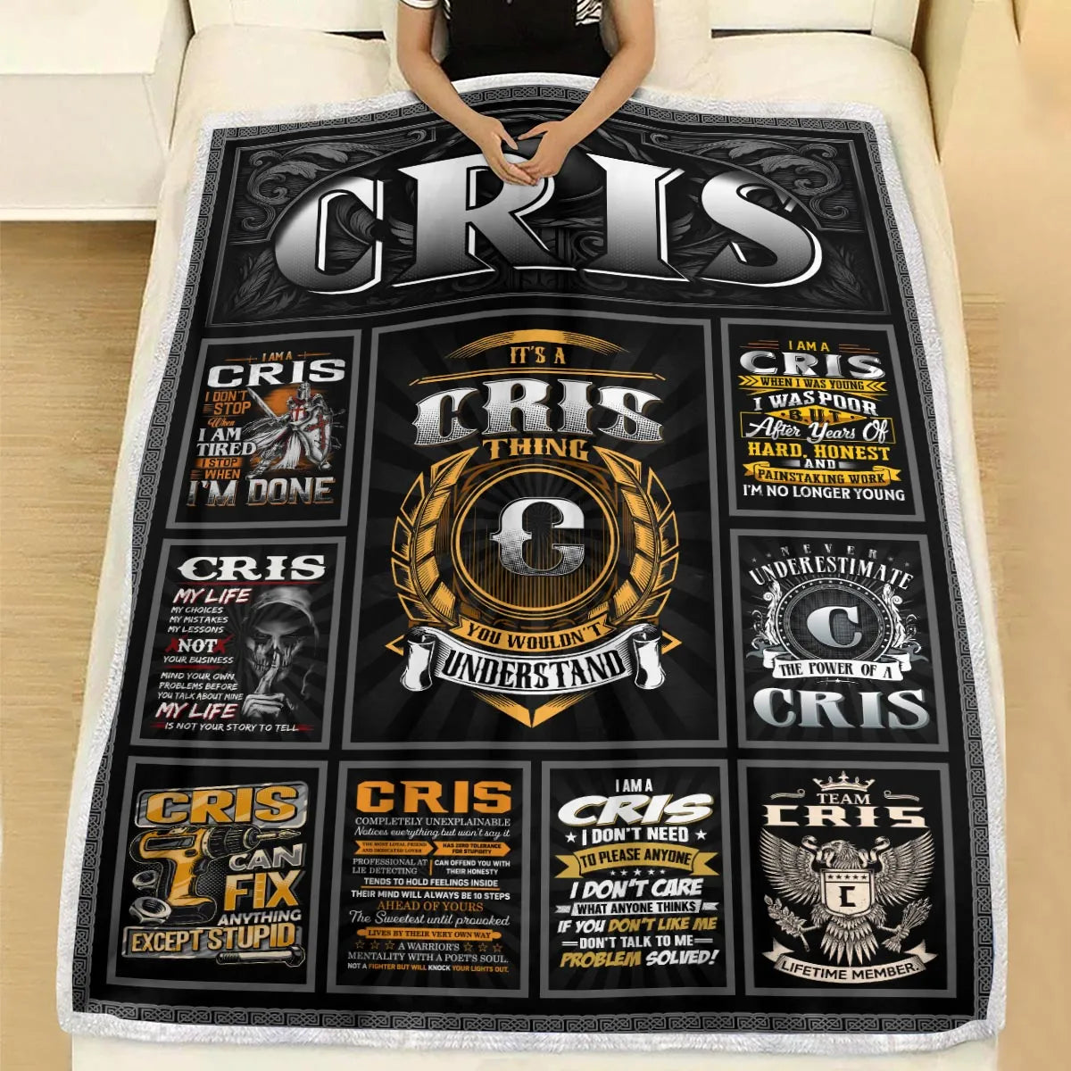 CRIS Personalized Blanket | Custom Name Cozy Throw Gift 13K3-BK2