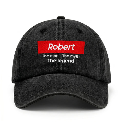 Your Name The Man The Myth The Legend Red Logo Washed Cap ROBERT 13K1 C130PF