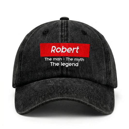 Your Name The Man The Myth The Legend Red Logo Washed Cap ROBERT 13K1 C130PF