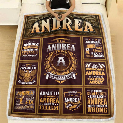 ANDREA Personalized Blanket | Custom Name Cozy Throw Gift 13K1-BK4