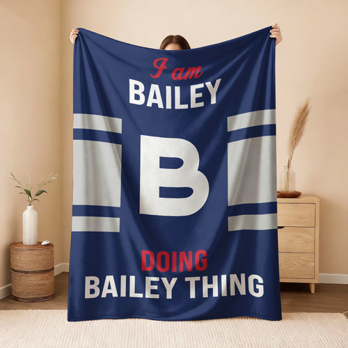 I'm Name Doing Name Things Navy Fleece Blanket BAILEY 13K1 BK51