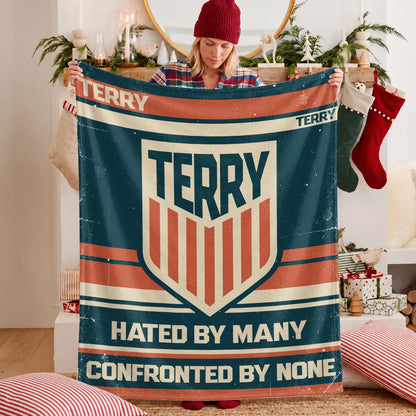 Hated By Many Confronted By None Retro Fleece Blanket TERRY 13K1 BK58