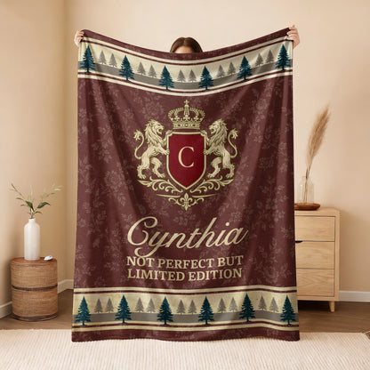 Not Perfect But Limited Edition Burgundy Pine Tree Fleece Blanket CYNTHIA 13K1 BK41